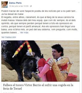 Datxu Peris. Guanyar Catarroja. muerte torero