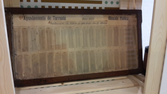 Tabla bascula pública Torrent 1929