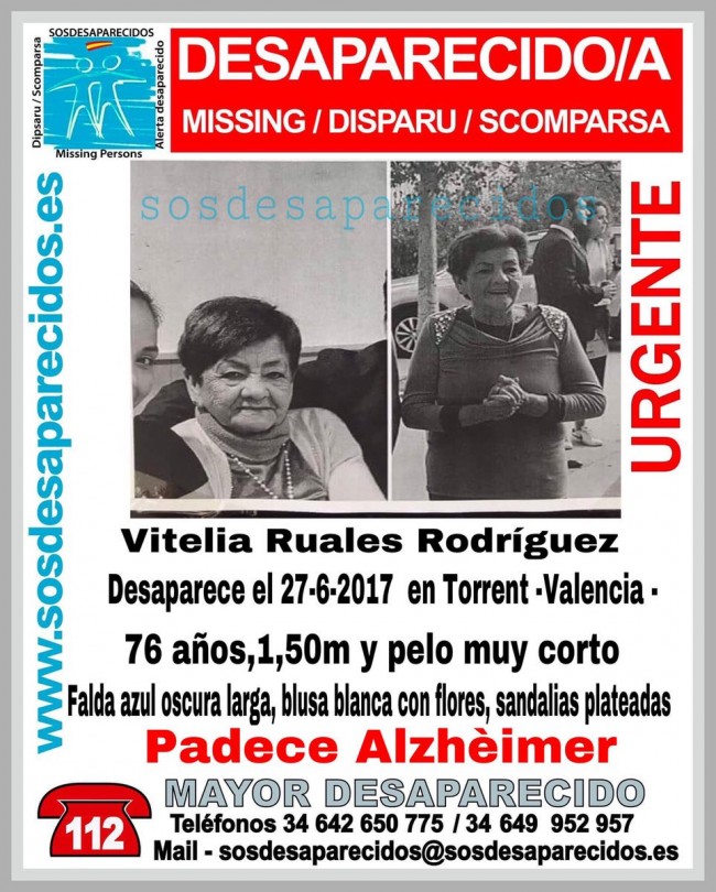 Vitelia Ruales Rodríguez desaparecida en Torrent