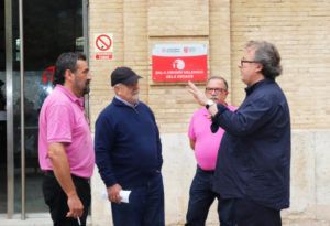 Algunos socios de la Peña Guzpatarra ( Miguel Uris, Carlos Morenilla, Sebastián Pérez y J.A. Garzón)