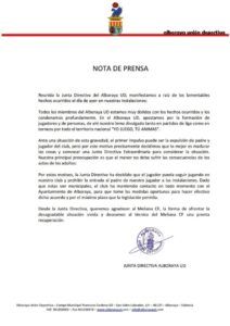 UD Alboraya comunicado