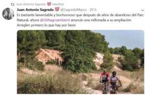 Sagredo tuit contra Medio Ambiente