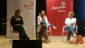 Acto PSPV Alfafar Rosa Peris, Noelia García y Maria Such
