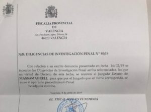 Massamagrell fiscalia caso feriantes