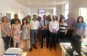 Gaspar y Bielsa con trabajadores area Cooperación Municipal