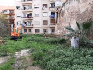 Ruinas de muralla árabe en Valencia.