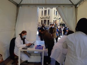 Punto de vacunación en la plaza de Toros