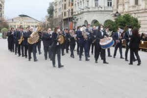 Banda de música en la plaza del Ayuntamiento de Valencia
