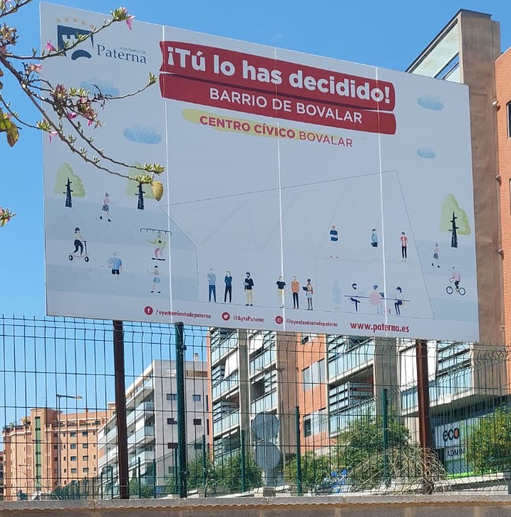 cartel centro civico Bovalar a 6 de mayo de 2022