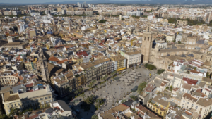 vista aérea plaza de la reina valencia