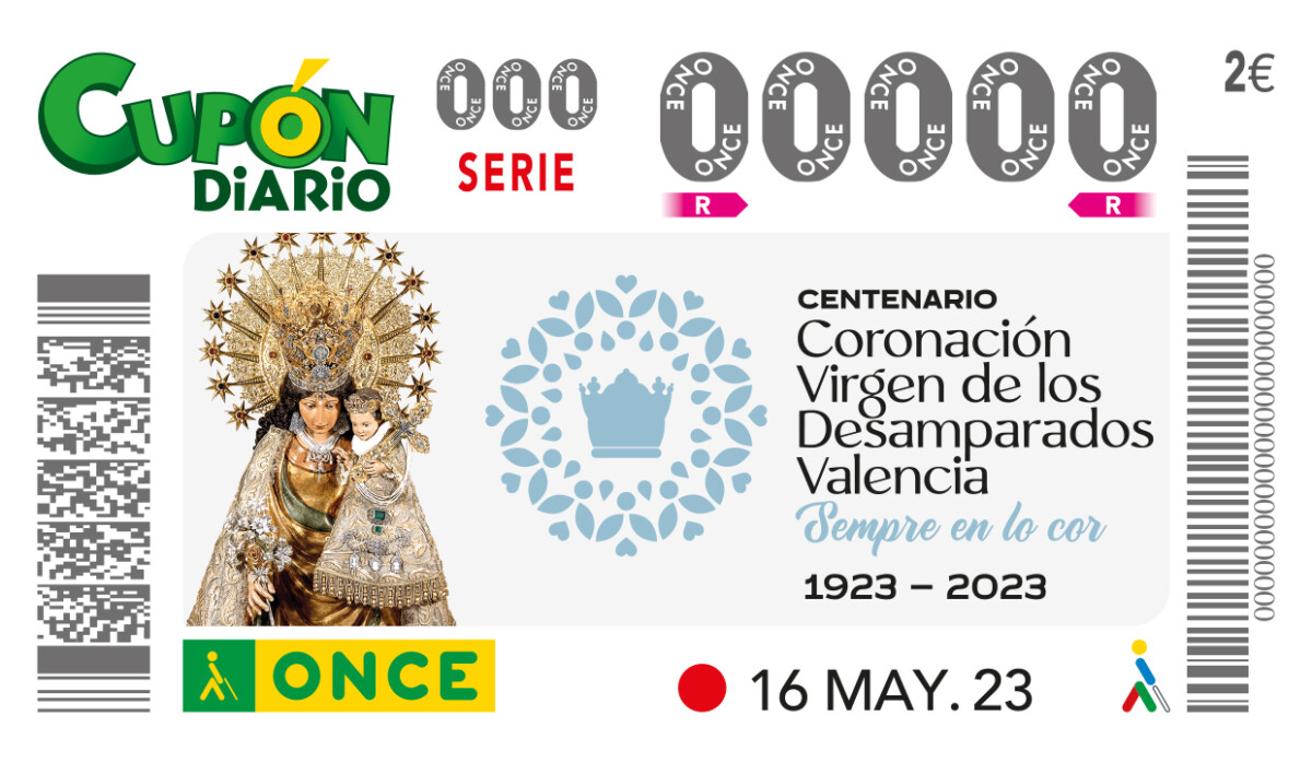 Cupón de la ONCE con el centenario de la coronación de la Virgen