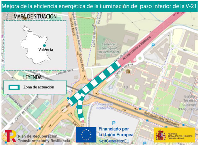 Obras en el paso inferior de la V-21