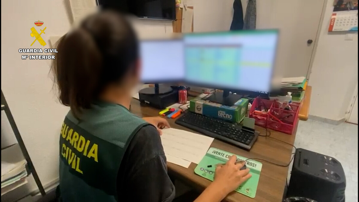 Agente de la Guardia Civil ante un ordenador