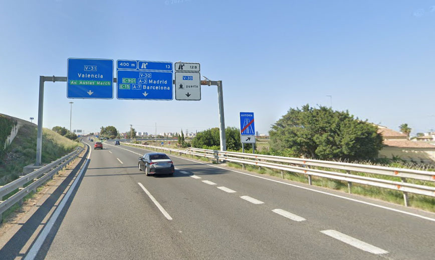 V-31 antes del desvío al Puerto de Valencia