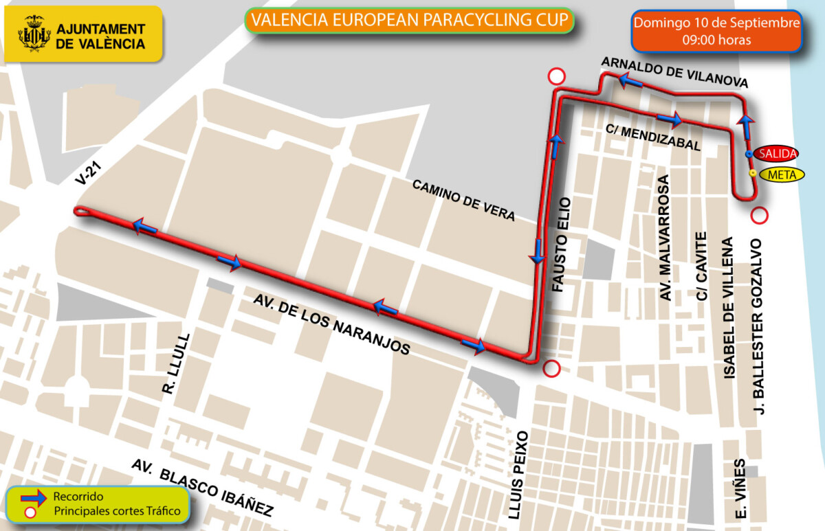 Recorrido del Campeonato Europeo de Ciclismo Adaptado que se va a celebrar en Valencia
