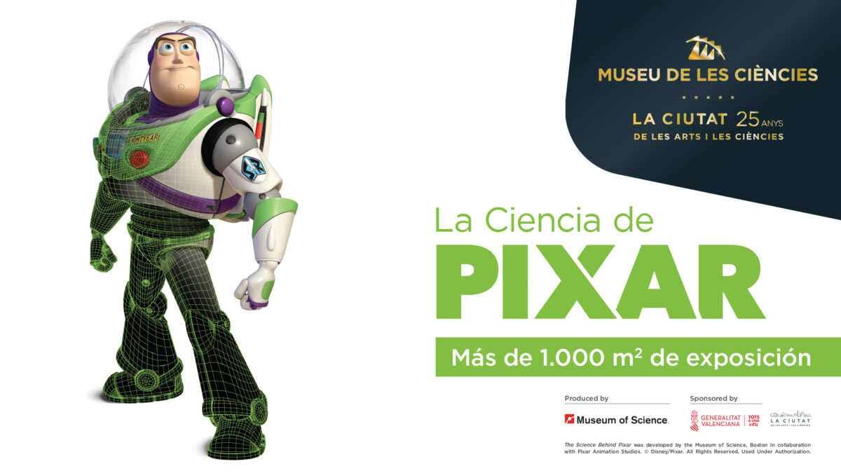 Cartel de 'La ciencia de Pixar' en el Museu de les Ciències