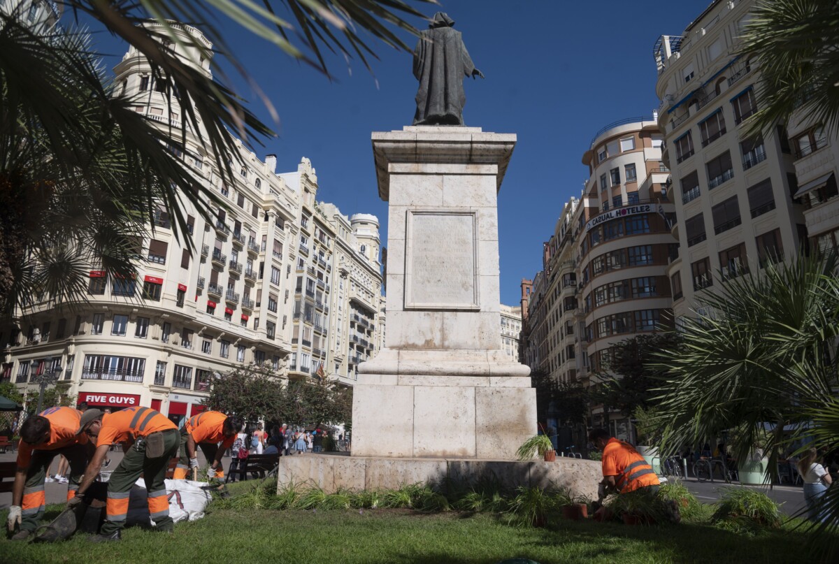 Arreglos en árboles y vegetación de la plaza del Ayuntamiento