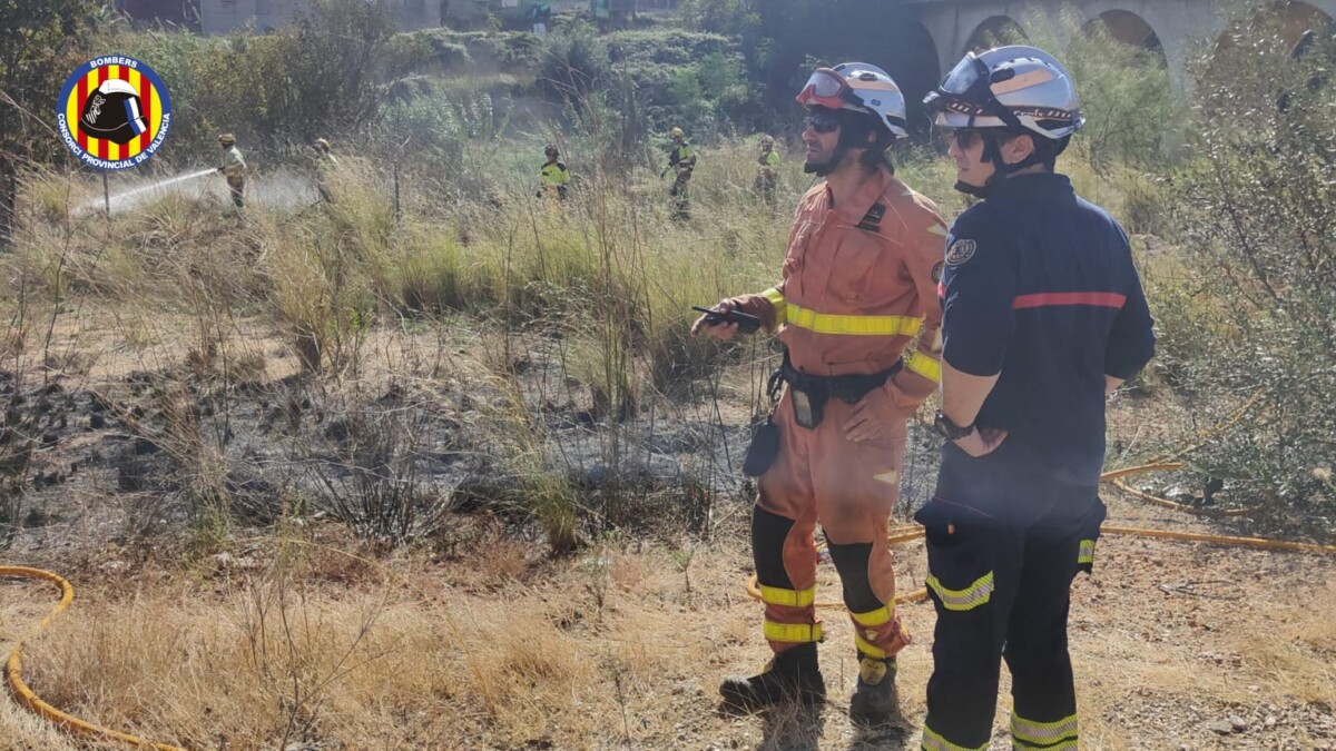 Incendio de matorral en el barranco de Chiva en Torrent