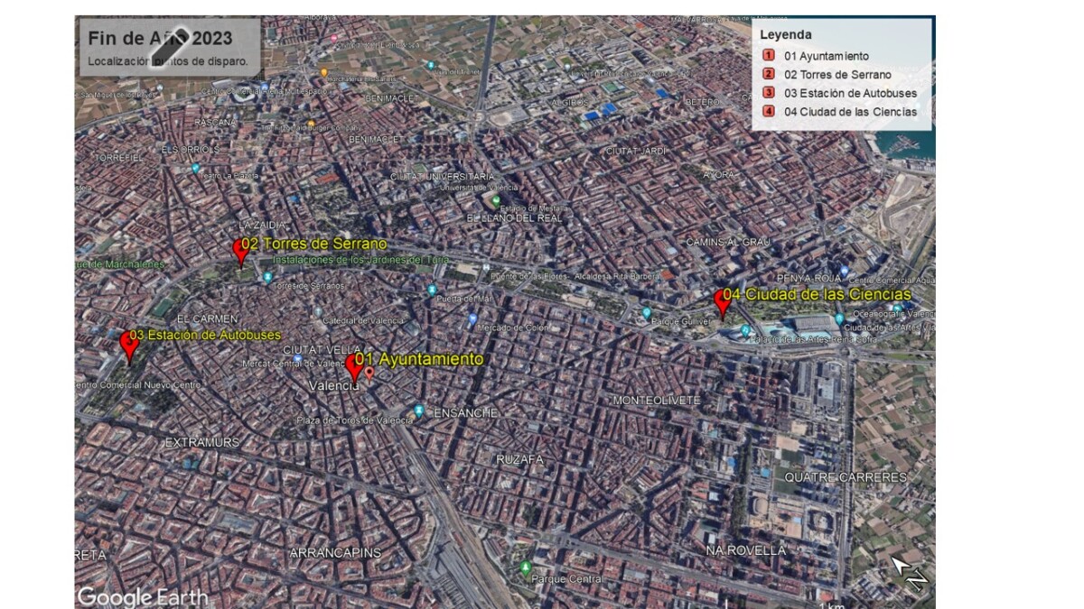 Ubicación de los castillos de fuegos artificiales