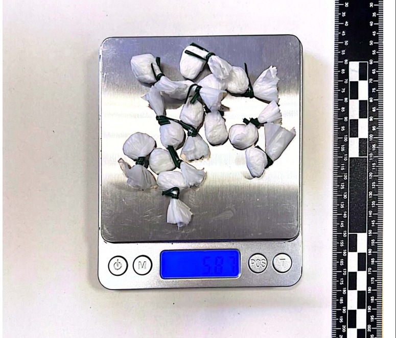 Cocaína encontrada al sospechoso