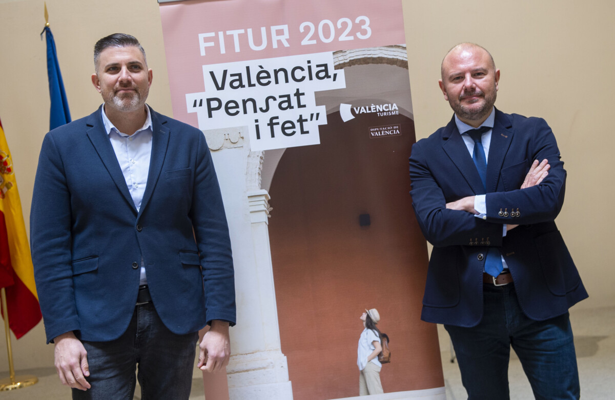 Jordi Mayor i Toni Gaspar presenten la campanya de Diputació de València per a Fitur 2023