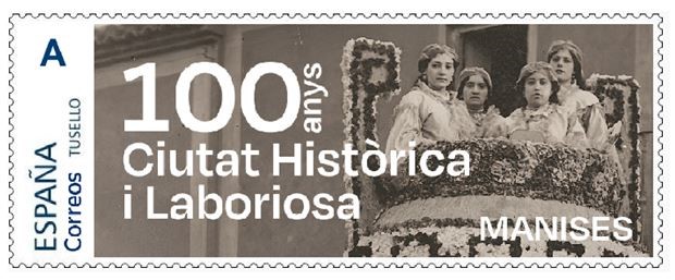 Sello de Correos conmemorativo del Centenario de la Ciutat Històrica i Laboriosa de Manises
