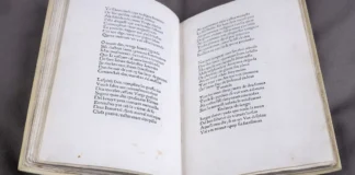 Página abierta del primer libro impreso en la Corona de Aragón