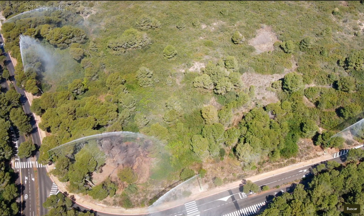 Cañones del sistema anti incendios Sideinfo en el Saler