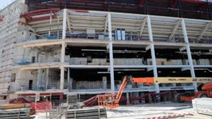 Construcción del aparcamiento del Roig Arena en Valencia