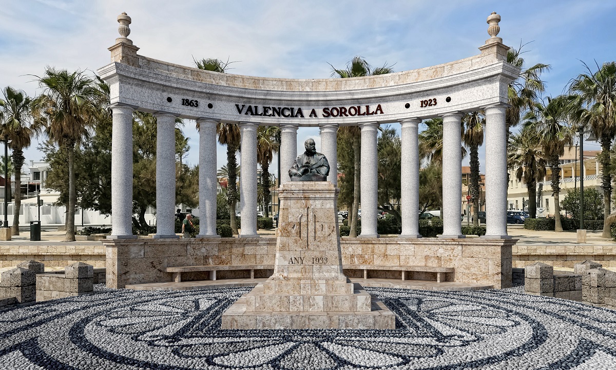 Figuración virtual del Monumento a Sorolla, una vez reconstruido en la playa del Cabanyal