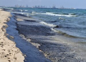 Playa del Saler afectada por un vertido de hidrocarburos