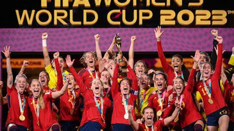 Jugadoras de la selección española celebrando la Copa del Mundo de fútbol femenino