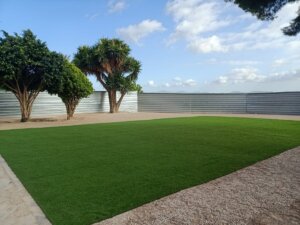 Gespa al pati provisional del CEIP Mare de Déu del Patrocini de Foios