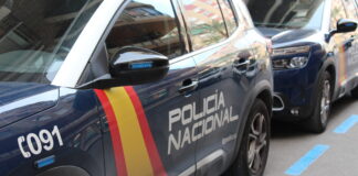 Dos coches de la Policía Nacional estacionados en la calle