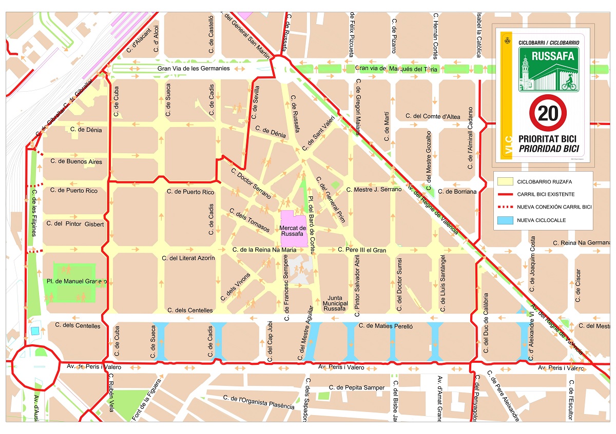 Plano de Russafa, primer ciclobarrio de la ciudad