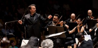 Director de orquesta dirigiendo a la Orquestra de la Comunitat Valenciana en un concierto