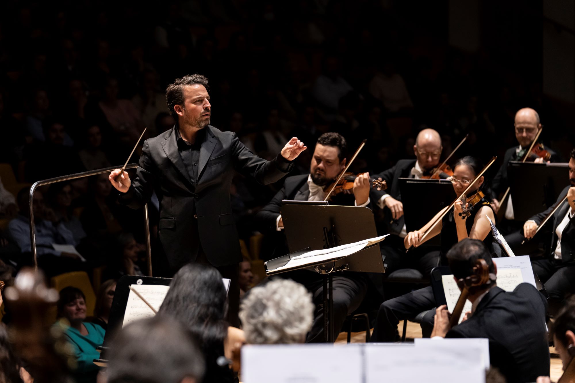 Director de orquesta dirigiendo a la Orquestra de la Comunitat Valenciana en un concierto
