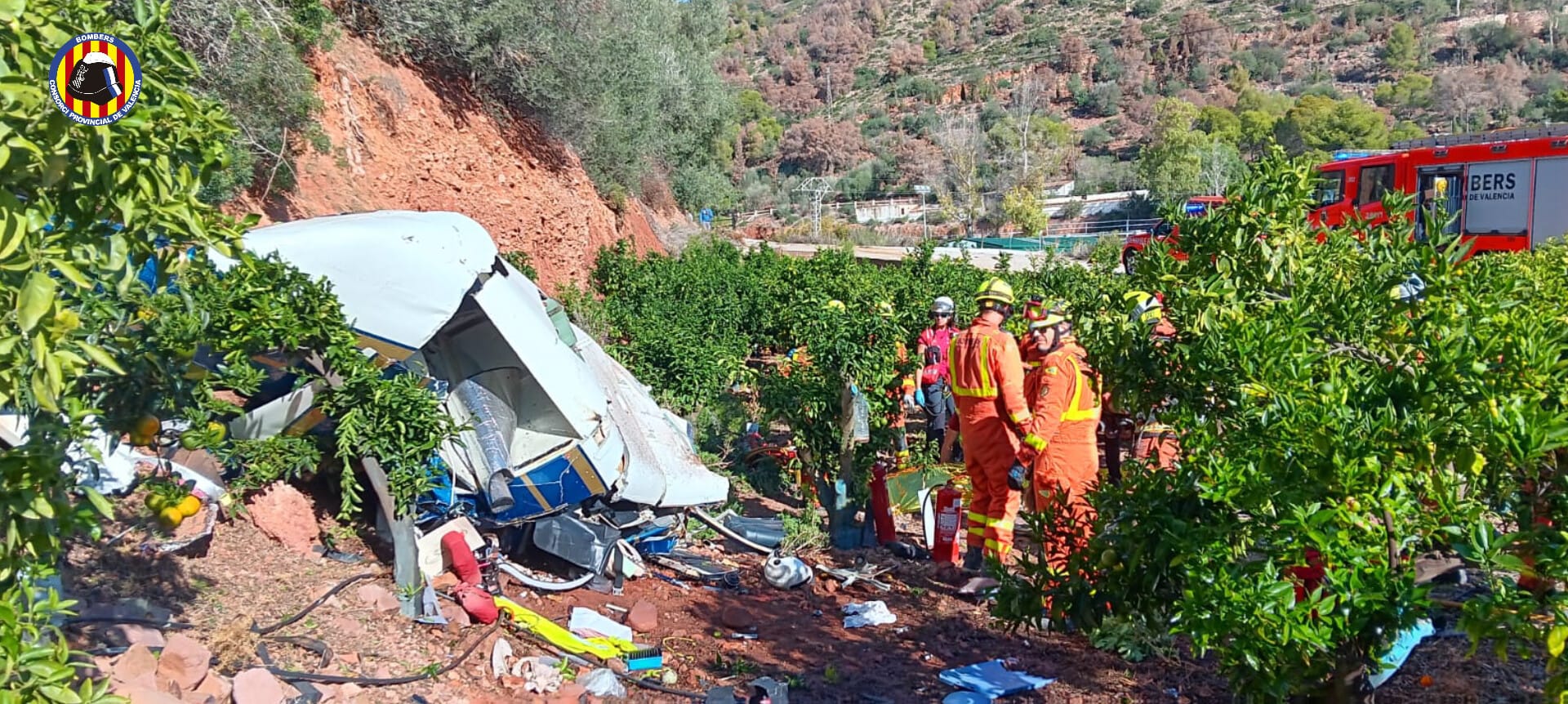 Accidente de helicóptero en Puçol con equipos de rescate presentes
