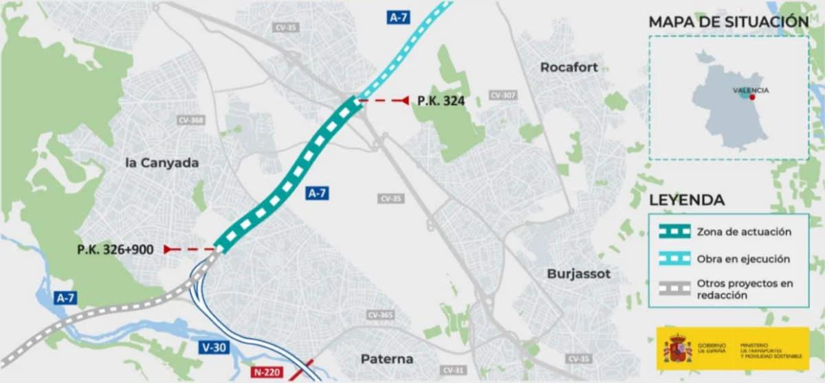 Aprovat definitivament el traçat per a millorar un tram del by-pass de de l'A-7 per 128 milions
