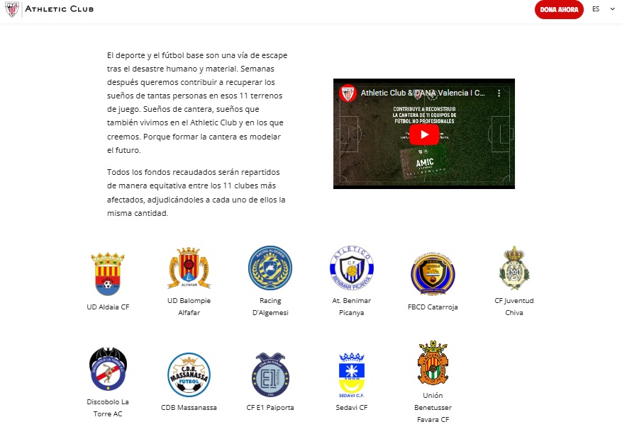 Atheltic Club ayuda equipos afectados por la DANA