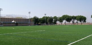 Vista del camp de futbol Ferran Torres en Foios con césped artificial