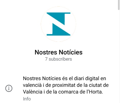 Logo de Nostres Notícies con información sobre su canal de Telegram