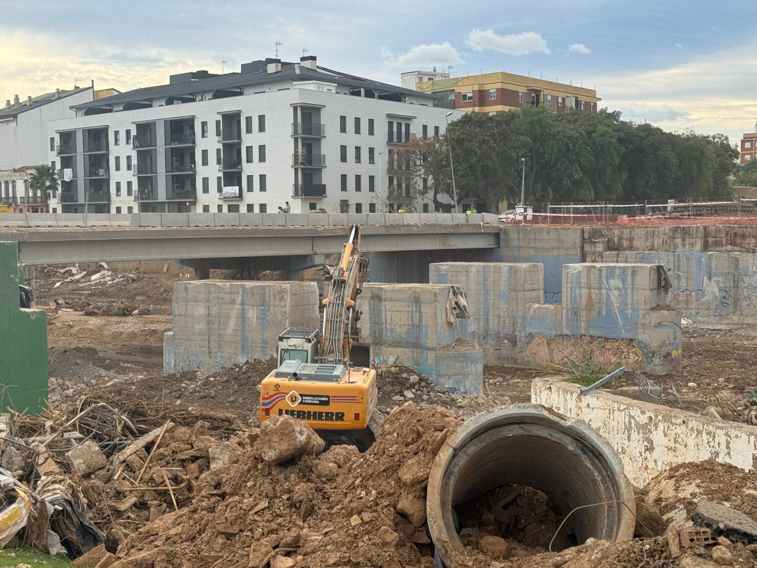 Obras de rehabilitación del puente ferroviario en Paiporta tras inundaciones
