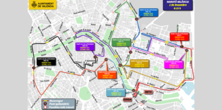 Mapa de los cortes de tráfico durante la maratón de Valencia