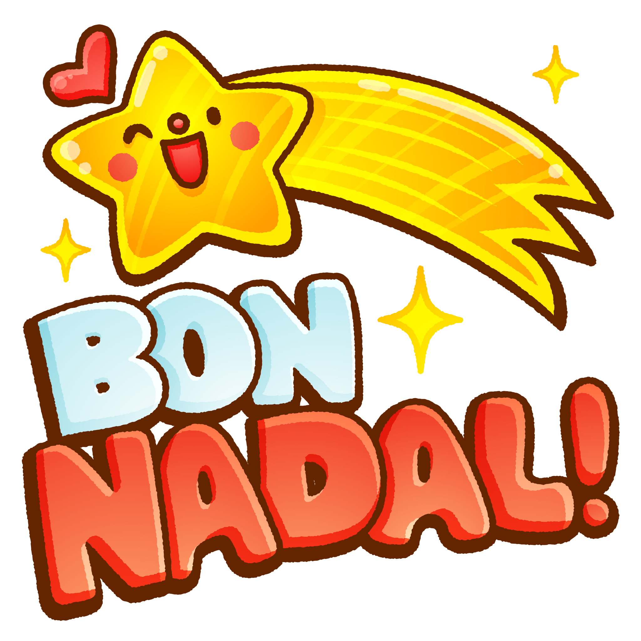 Sticker navideño con la frase Bon Nadal y una estrella sonriente