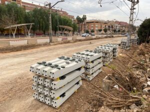 Obras de reconstrucción en el tramo de Metrovalencia en Picanya