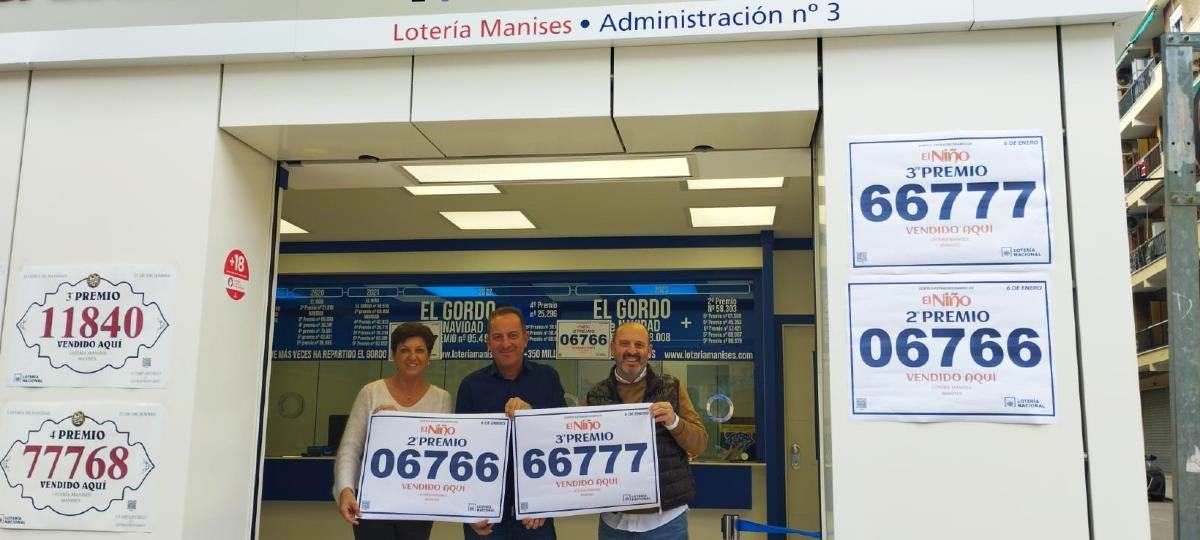 Lotería Manises sorteo del Niño segundo y tercer premio