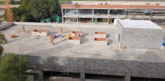 Vista de las obras del CEIP Mare de Déu del Patrocini en Foios