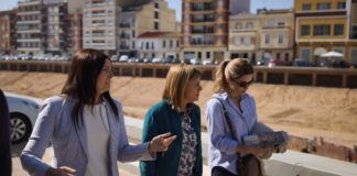 Visita de autoridades a las obras del barranc del Poyo en Paiporta