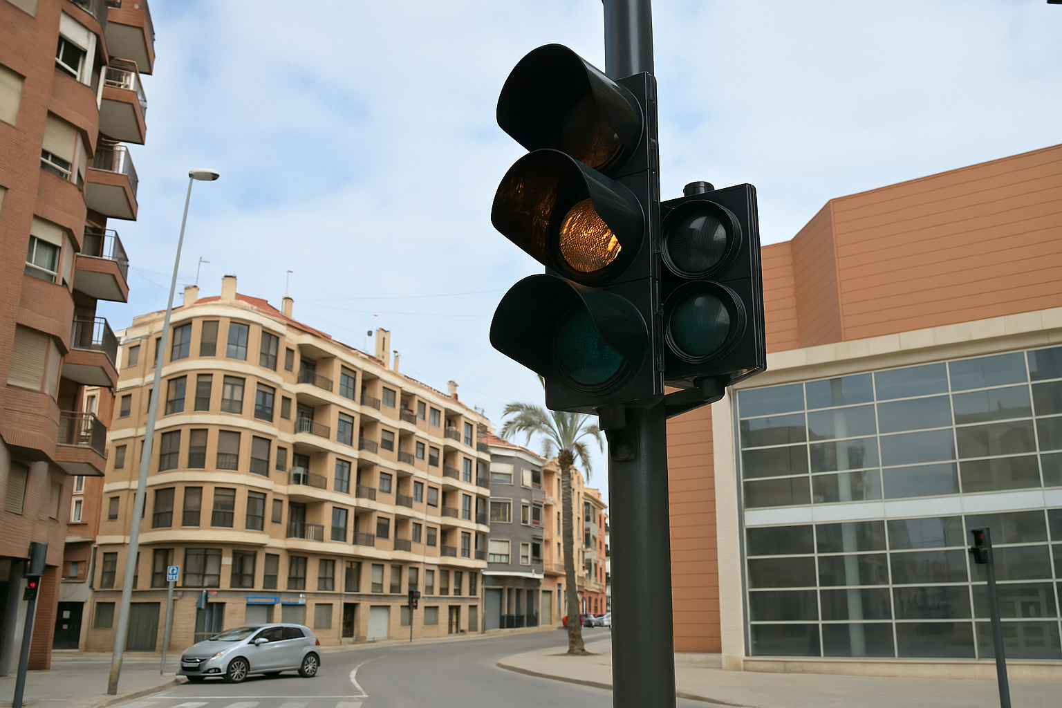 Nuevos semáforos en Paiporta regulando el tráfico urbano